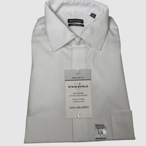 Van Heusen Men's Stain Shield Regular Fit Dress Shirt white 16-16.5 34-35 $ 60